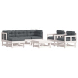 Vidaxl 7-Piece Solid Pinewood Patio Lounge Set With Cushions - Modular White Outdoor Furniture Set For Garden, Terrace Or Patio