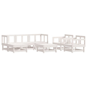 Vidaxl 7-Piece Solid Pinewood Patio Lounge Set With Cushions - Modular White Outdoor Furniture Set For Garden, Terrace Or Patio