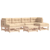 Vidaxl Patio Lounge Set With Cushions - 7 Piece Outdoor Furniture Set, Solid Pine Wood, Sturdy Frame, Comfortable Seating, Modular Design, Natural Brown