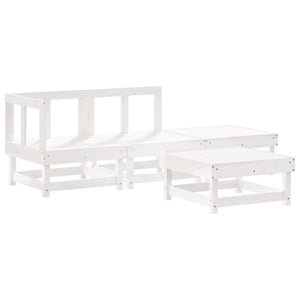 Vidaxl Solid Pine Wood Patio Lounge Set - White, Outdoor Furniture With Cushions, Modular 4Pc, Suitable For Garden/Terrace