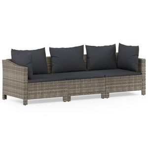 Vidaxl Patio Lounge Set - 3 Piece Outdoor Furniture In Gray, Durable Poly Rattan & Powder-Coated Steel, Designed For Comfort, Weather-Resistant, Easy Assembly, Stylish Modern Design.
