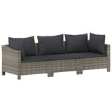 Vidaxl Patio Lounge Set - 3 Piece Outdoor Furniture In Gray, Durable Poly Rattan & Powder-Coated Steel, Designed For Comfort, Weather-Resistant, Easy Assembly, Stylish Modern Design.