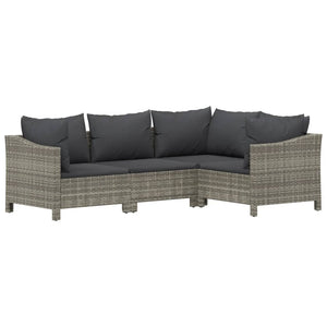Vidaxl Modern Patio Lounge Set - 4 Piece Outdoor Furniture Set With Gray Poly Rattan, Stable Steel Frame, And Comfortable Cushions