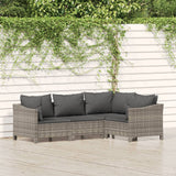 Vidaxl Modern Patio Lounge Set - 4 Piece Outdoor Furniture Set With Gray Poly Rattan, Stable Steel Frame, And Comfortable Cushions