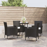 Vidaxl 5-Piece Black Poly Rattan Patio Bistro Set With Cushions – Modern Outdoor Furniture For Garden, Patio, Deck And Lounge Areas
