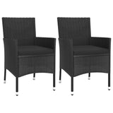 Vidaxl 3 Piece Patio Bistro Set - Black Poly Rattan Outdoor Furniture With Cushions, Powder-Coated Steel Frame, Sturdy Tabletop & Comfortable Design For Patio, Garden & Deck