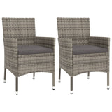 Vidaxl 3-Piece Gray Poly Rattan Patio Bistro Set With Cushions - Powder-Coated Steel Frame For Durability, Comfortable Seating With Armrests, Versatile And Stylish Outdoor Furniture Collection