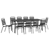 Vidaxl 11-Piece Anthracite Steel Patio Dining Set - Modern Outdoor Furniture With Stackable Chairs And Spacious Table For Garden, Balcony And Porch