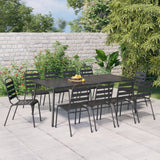 Vidaxl 11-Piece Anthracite Steel Patio Dining Set - Modern Outdoor Furniture With Stackable Chairs And Spacious Table For Garden, Balcony And Porch