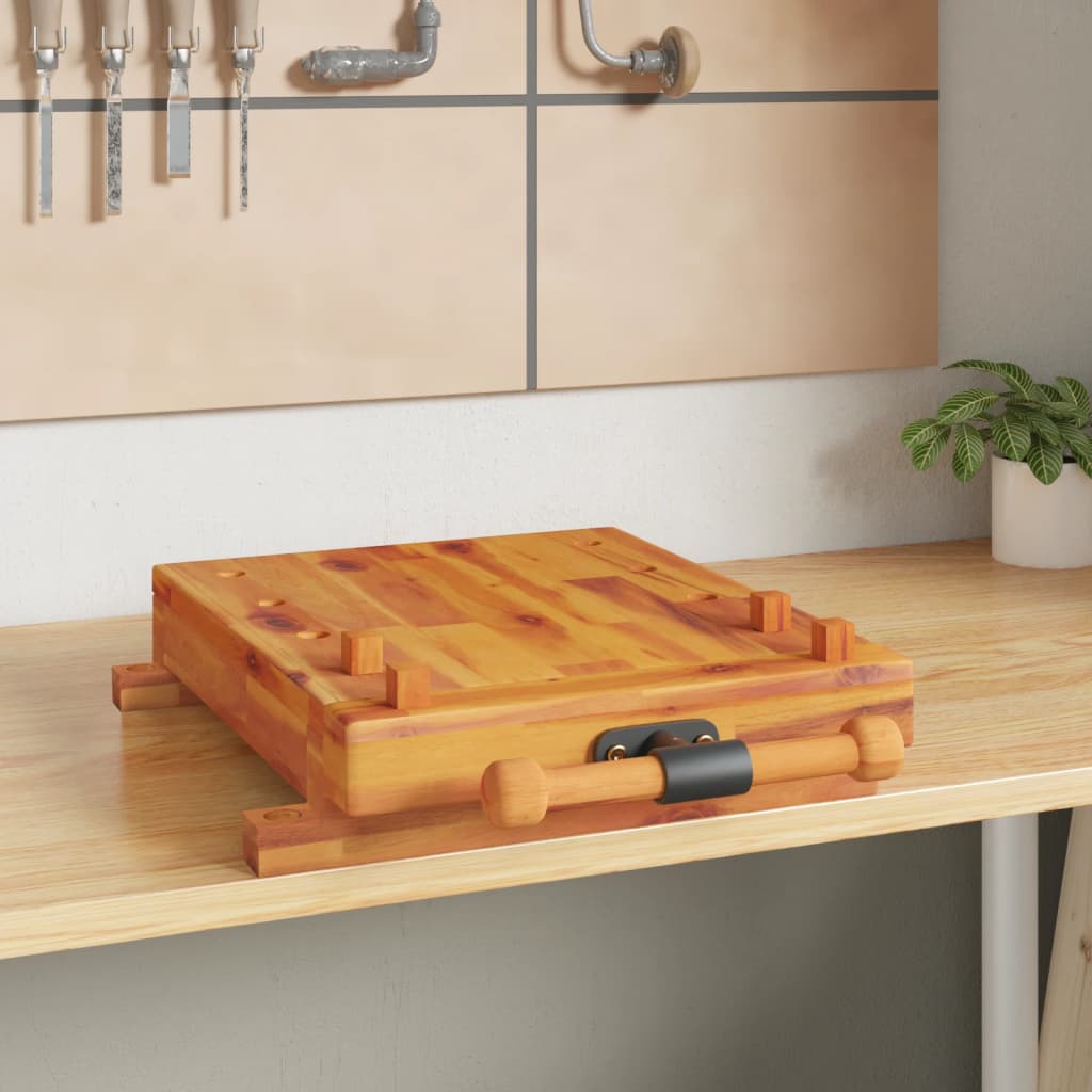 'Vidaxl Acacia Wood Workbench Tabletop With Vice - Flexible Use Stable Surface - Brown