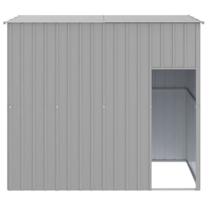 Vidaxl Dog House, Dog Kennel With Roof, Dog Cage With Lockable Door And Latch, Pet House For Small Animals, Light Grey Galvanised Steel, 214 X 153 X 181 Cm, 172372