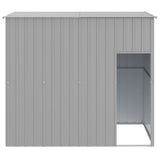 Vidaxl Dog House, Dog Kennel With Roof, Dog Cage With Lockable Door And Latch, Pet House For Small Animals, Light Grey Galvanised Steel, 214 X 153 X 181 Cm, 172372