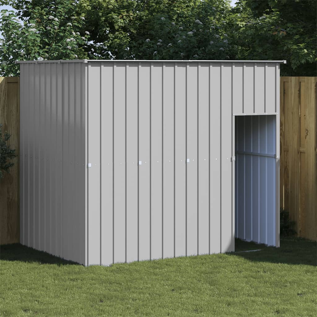 Vidaxl Dog House, Dog Kennel With Roof, Dog Cage With Lockable Door And Latch, Pet House For Small Animals, Light Grey Galvanised Steel, 214 X 153 X 181 Cm, 172372