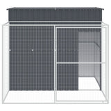 Vidaxl Dog House, Dog Kennel With Run, Dog Cage With Lockable Door And Latch, Pet House For Small Animals, Anthracite Galvanised Steel