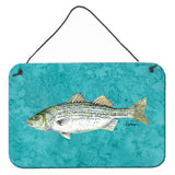 Caroline'S Treasures Striped Bass Fish Aluminum Metal Wall Or Door Hanging Prints, 8 X 12