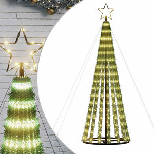 'Vidaxl Christmas Tree Light Cone - 275 Warm White Leds With Adjustable Lighting Effects, Outdoor Ready, Easy Assembly, Sturdy Iron Base
