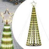 'Vidaxl Christmas Tree Light Cone - 275 Warm White Leds With Adjustable Lighting Effects, Outdoor Ready, Easy Assembly, Sturdy Iron Base