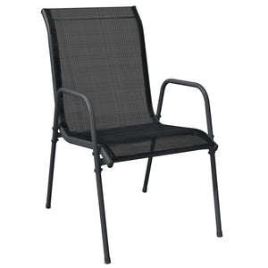 Vidaxl 9-Piece Patio Dining Set - Elegant Black Steel & Textilene Outdoor Furniture - Garden, Patio Centerpiece With Durable Design