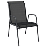 Vidaxl 9-Piece Patio Dining Set - Elegant Black Steel & Textilene Outdoor Furniture - Garden, Patio Centerpiece With Durable Design