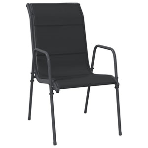Vidaxl- 7-Piece Patio Dining Set With Steel & Textilene Chairs, Black Outdoor Furniture For Garden, Patio, Decking