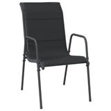 Vidaxl- 7-Piece Patio Dining Set With Steel & Textilene Chairs, Black Outdoor Furniture For Garden, Patio, Decking