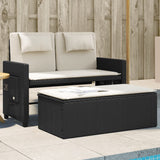 Vidaxl Reclining Patio Bench With Cushions Black Poly Rattan -Used