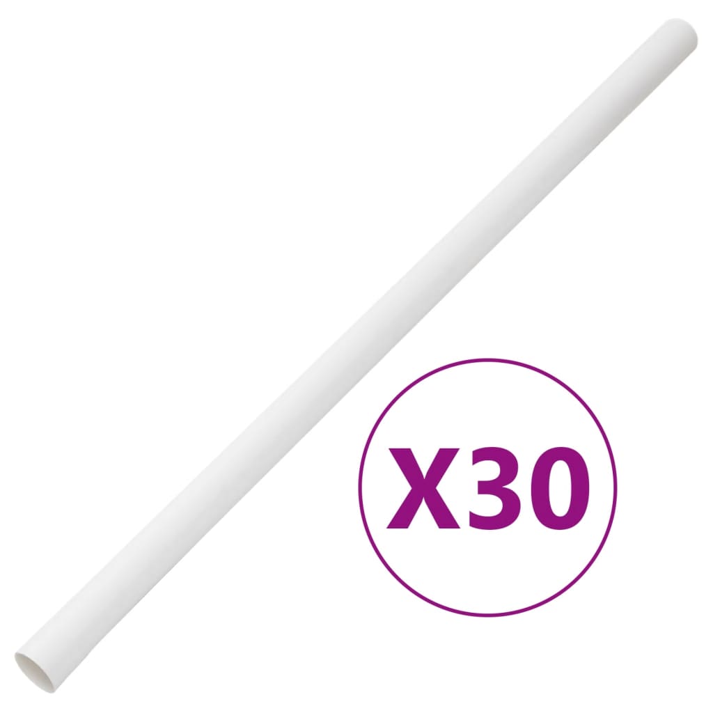 Vidaxl Pvc Cable Trunking With Clips - White Wire Management System 1.2' Dia 98.4' Length, Screwable Cable Conduit Cover, Paintable Organizer For Safe & Neat Spaces