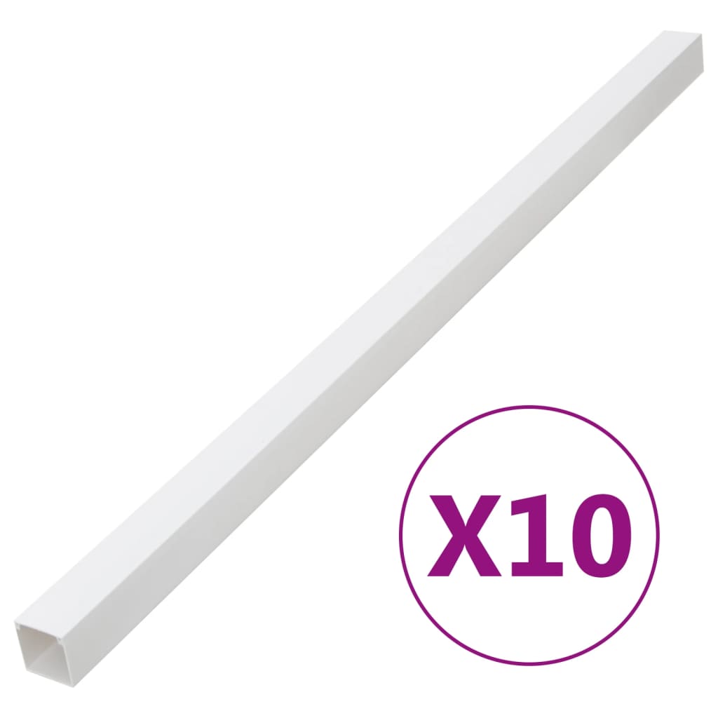 Vidaxl Pvc Cable Trunking Management Cord Hider - White Raceway Wire Cover, Cuttable & Paintable, 10 Channels For Office Home