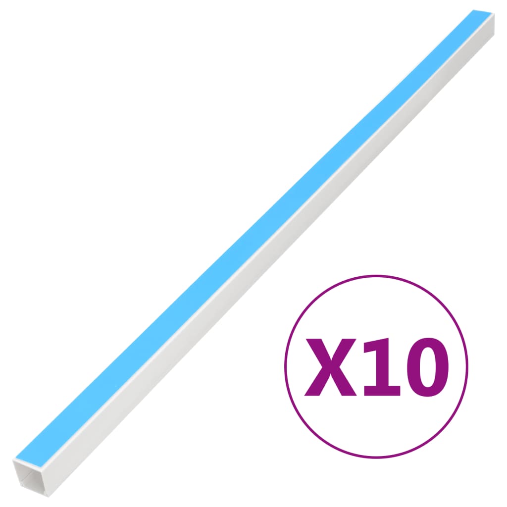 Vidaxl Cable Trunking Management System - Pvc Cord Hider Raceway, Self-Adhesive, Paintable, Cut-To-Size For Organized Spaces, White, 10-Pack
