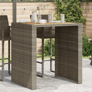 Vidaxl Patio Table - Acacia Wood Top Outdoor Furniture - Gray Poly Rattan - Garden/Patio/Deck - 41.3'X31.5'X43.3' - Modern Design