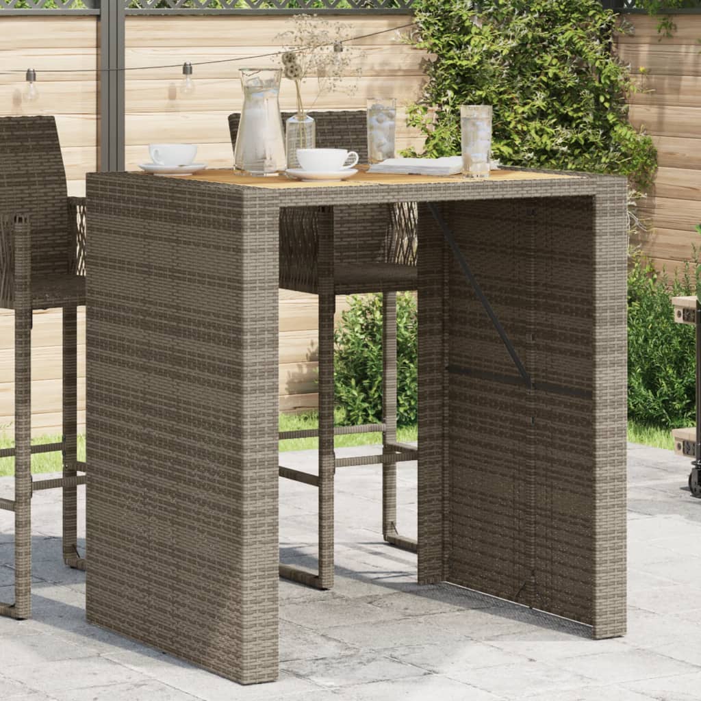 Vidaxl Patio Table - Acacia Wood Top Outdoor Furniture - Gray Poly Rattan - Garden/Patio/Deck - 41.3'X31.5'X43.3' - Modern Design