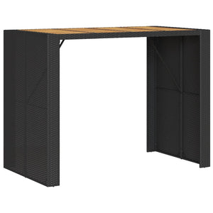 Vidaxl Patio Table With Acacia Wood Top - Outdoor Furniture - Black Poly Rattan Frame - Powder-Coated Steel - 57.1' Length X 31.5' Width X 43.3' Height - Rectangular Modern Garden Table