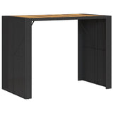 Vidaxl Patio Table With Acacia Wood Top - Outdoor Furniture - Black Poly Rattan Frame - Powder-Coated Steel - 57.1' Length X 31.5' Width X 43.3' Height - Rectangular Modern Garden Table
