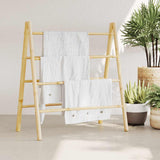 vidaXL Double Towel Ladder with 4 Rungs 35.4x19.7x39.4 Bamboo