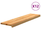 vidaXL Stair Tread Set of 12 Light brown Solid oak wood