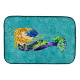 Caroline'S Treasures Blonde Mermaid On Teal Dish Drying Mat, 14 X 21, Multicolor