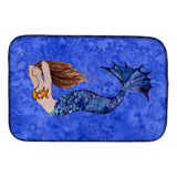 Caroline'S Treasures Brunette Mermaid On Blue Dish Drying Mat, 14 X 21, Multicolor