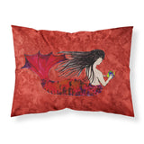 Caroline'S Treasures 8726Pillowcase Black Haired Mermaid On Red Fabric Standard Pillowcase, Large, Multicolor