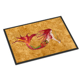 Caroline'S Treasures 8727Mat Ginger Red Headed Mermaid On Gold Indoor Or Outdoor Mat, 18 X 27, Multicolor