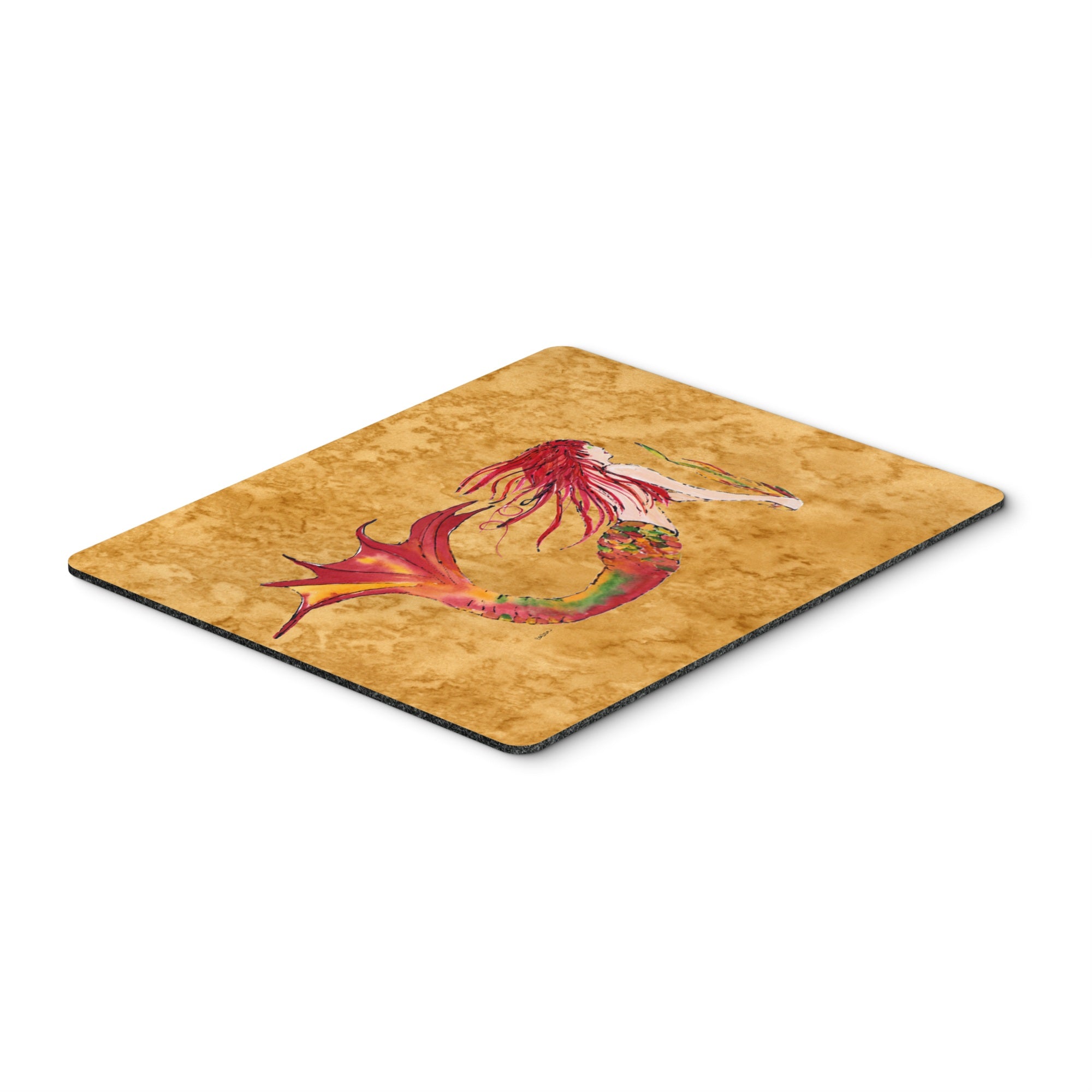 Caroline'S Treasures Ginger Red Headed Mermaid On Gold Mouse Pad/Hot Pad/Trivet (8727Mp)