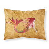 Caroline'S Treasures 8727Pillowcase Ginger Red Headed Mermaid On Gold Fabric Standard Pillowcase, Large, Multicolor