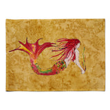 Caroline'S Treasures 8727Plmt Ginger Red Headed Mermaid On Gold Fabric Placemat, Multicolor