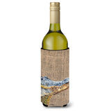 Alligator On Faux Burlap Wine Bottle Beverage Insulator Beverage Insulator Hugger