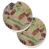 Caroline'S Treasures Pine Cones Set Of 2 Cup Holder Car Coasters 8735Carc, 2.56, Multicolor