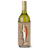 Fish Red Fish On Faux Burlap Wine Bottle Beverage Insulator Beverage Insulator Hugger