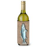 Fish Speckled Trout On Faux Burlap Wine Bottle Beverage Insulator Beverage Insulator Hugger