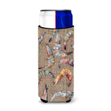 Shrimp On Faux Burlap Ultra Beverage Insulators For Slim Cans 8738Muk