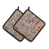 Caroline'S Treasures Shrimp Pair Of Pot Holders 8738Pthd, 7.5Hx7.5W, Multicolor