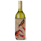 Crawfish On Faux Burlap Wine Bottle Beverage Insulator Beverage Insulator Hugger