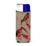 Crawfish On Faux Burlap Ultra Beverage Insulators For Slim Cans 8739Muk